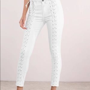 PISTOLA ROAD TRIPPIN' WHITE LACE UP DENIM PANTS